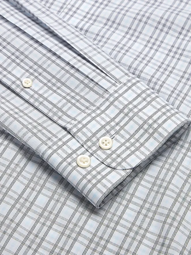 Patterned Dress Shirts|Dress Shirts-Wilke-Rodriguez Classic Fit Tattersall Plaid Dress Shirt Aqua