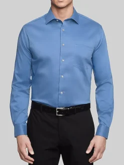 Solid Dress Shirts|Dress Shirts-Van Heusen Classic Fit Ultra Wrinkle-Free Stretch Dress Shirt Black