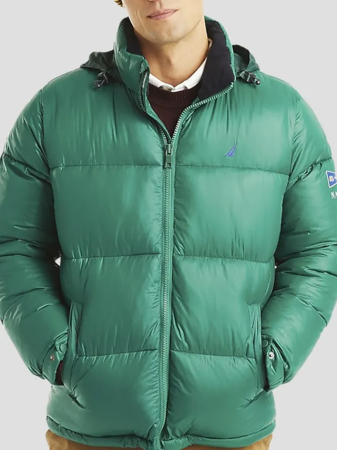 Outerwear-Nautica Classic Fit Waterproof Down Puffer Jacket Kelly Green