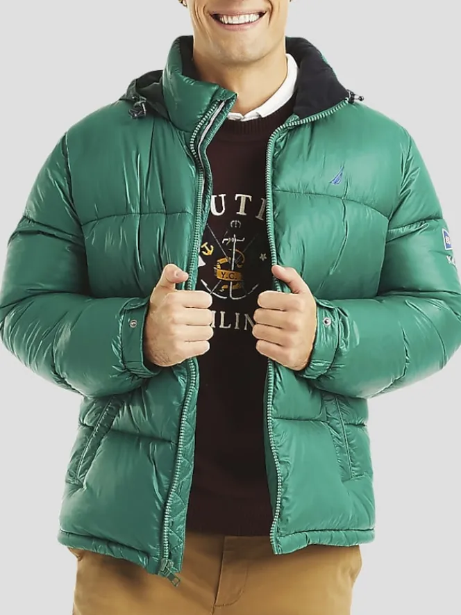 Outerwear-Nautica Classic Fit Waterproof Down Puffer Jacket Kelly Green