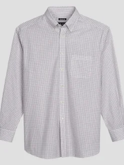 Button Up Shirts|Long Sleeve Button Up Shirts-St. Aisle Classic Fit Windowpane Plaid Button Up Shirt Light Red