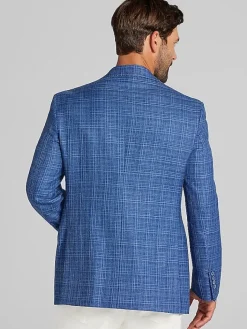 Sport Coats|Sport Coats-Joseph Abboud Classic Fit Windowpane Plaid Sport Coat Up Blue Windowpane Check