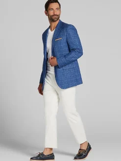 Sport Coats|Sport Coats-Joseph Abboud Classic Fit Windowpane Plaid Sport Coat Up Blue Windowpane Check