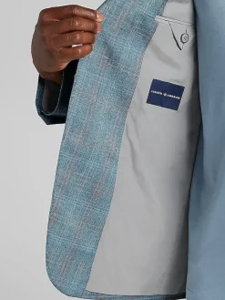 Big & Tall Sport Coats|Casual Shop-Joseph Abboud Classic Fit Windowpane Plaid Sport Coat Light Teal Windowpane