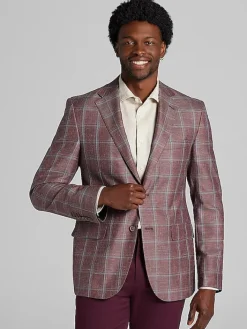 Sport Coats|Sport Coats-Joseph Abboud Classic Fit Windowpane Sport Coat Orchid Windowpane
