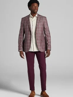 Sport Coats|Sport Coats-Joseph Abboud Classic Fit Windowpane Sport Coat Orchid Windowpane