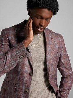 Sport Coats|Sport Coats-Joseph Abboud Classic Fit Windowpane Sport Coat Orchid Windowpane