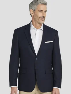 Big & Tall Sport Coats|Blazers-Joseph Abboud Classic Fit Wool Blend Blazer Black Solid