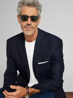 Big & Tall Sport Coats|Blazers-Joseph Abboud Classic Fit Wool Blend Blazer Black Solid