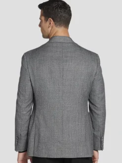 Sport Coats|Sport Coats-Joseph Abboud Classic Fit Wool Blend Houndstooth Sport Coat Gray Houndstooth