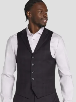3-piece Suits|Suit Separates-Michael Strahan Classic Fit Wool Blend Plaid Suit Vest Burgundy Plaid