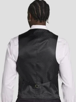 3-piece Suits|Suit Separates-Michael Strahan Classic Fit Wool Blend Plaid Suit Vest Burgundy Plaid