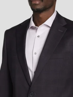 Suit Separates|3-piece Suits-Michael Strahan Classic Fit Wool Blend Plaid Suit Jacket Purple Plaid