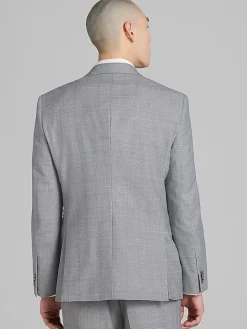 3-piece Suits|Suit Separates-Joseph Abboud Classic Fit Wool Blend Plaid Suit Jacket Platinum Plaid