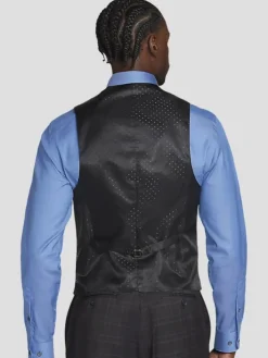 3-piece Suits|Suit Separates-Michael Strahan Classic Fit Wool Blend Plaid Suit Vest Charcoal Plaid