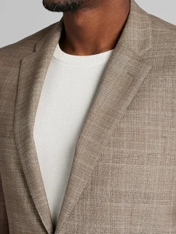 Suit Separates|3-piece Suits-Joseph Abboud Classic Fit Wool Blend Plaid Suit Jacket Tan Plaid