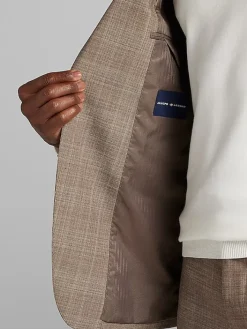 Suit Separates|3-piece Suits-Joseph Abboud Classic Fit Wool Blend Plaid Suit Jacket Tan Plaid