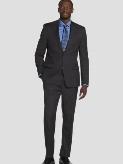 3-piece Suits|Suit Separates-Michael Strahan Classic Fit Wool Blend Plaid Suit Jacket Charcoal Plaid