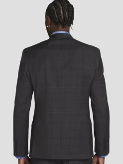 3-piece Suits|Suit Separates-Michael Strahan Classic Fit Wool Blend Plaid Suit Jacket Charcoal Plaid