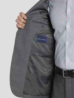 3-piece Suits|Suit Separates-Joseph Abboud Classic Fit Wool Blend Suit Jacket Gray Plaid