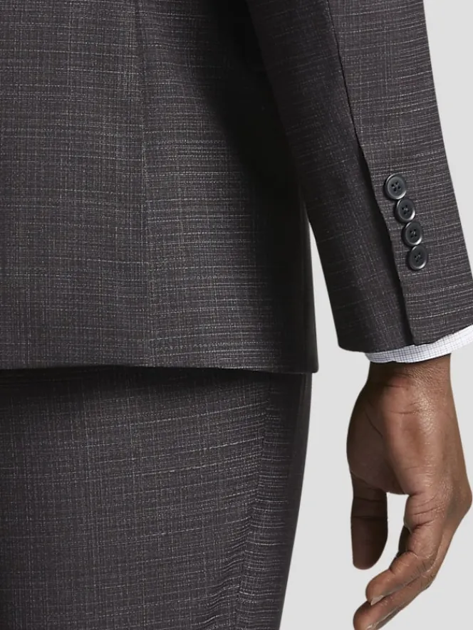 3-piece Suits|Suit Separates-Michael Strahan Classic Fit Wool Blend Suit Jacket Dk Purple Neat