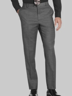 Big & Tall Pants|Big & Tall Suits-Joseph Abboud Classic Fit Wool Blend Suit Pants Black Solid