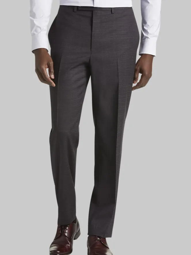 Dress Pants|3-piece Suits-Michael Strahan Classic Fit Wool Blend Suit Pants Dk Purple Neat