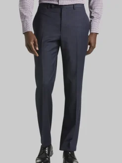 Dress Pants|3-piece Suits-Michael Strahan Classic Fit Wool Blend Suit Pants Navy Plaid