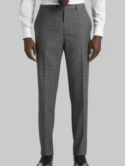 Dress Pants|3-piece Suits-Michael Strahan Classic Fit Wool Blend Suit Pants Grey Plaid