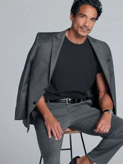 3-piece Suits|Suit Separates-Joseph Abboud Classic Fit Wool Blend Suit Jacket Black Solid