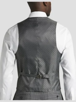 3-piece Suits|Suit Separates-Michael Strahan Classic Fit Wool Blend Suit Vest Grey Plaid