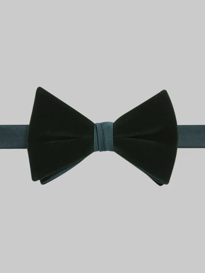 Bow Ties-Egara Colorblock Velvet Satin Pre-Tied Bow Tie Amber