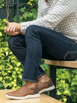 Loafers & Slip-ons|Casual Shoes-Nunn Bush Conway Moc Toe Shoes Dark Brown