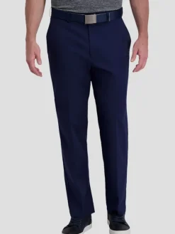 Casual Pants & Chinos|Casual Pants & Chinos-Haggar Cool Right&reg; Performance Flex Classic Fit Flat Front Pant Black Solid