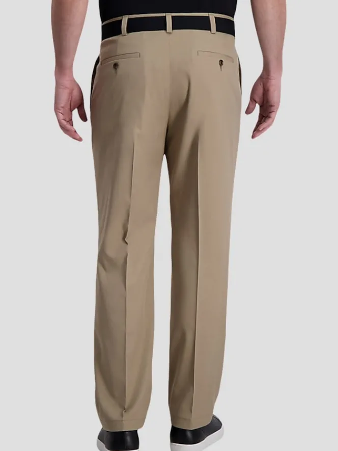 Casual Pants & Chinos|Casual Pants & Chinos-Haggar Cool Right® Performance Flex Classic Fit Pleat Front Pant Black Solid