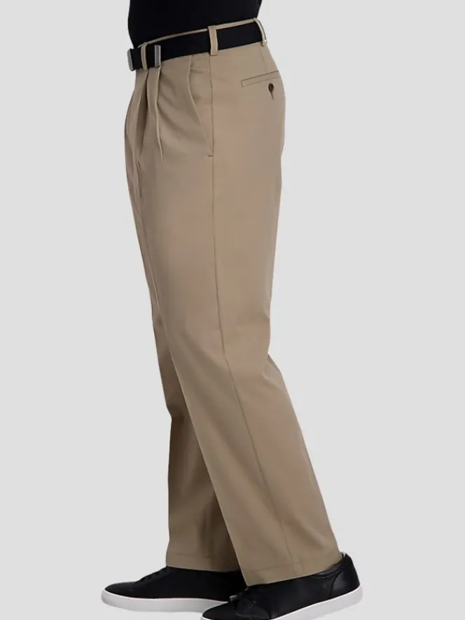 Casual Pants & Chinos|Casual Pants & Chinos-Haggar Cool Right® Performance Flex Classic Fit Pleat Front Pant Black Solid