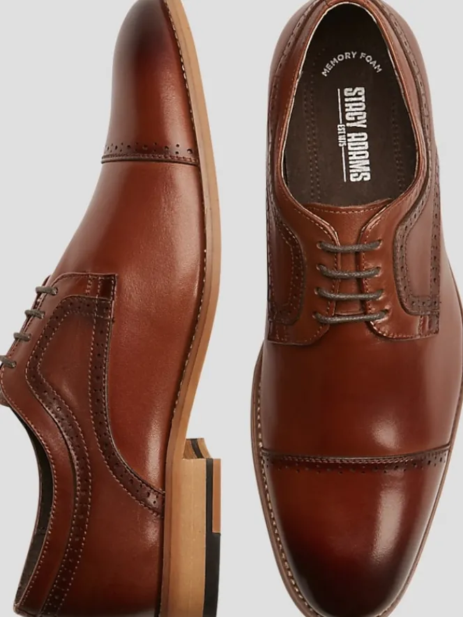 Oxfords|Dress & Formal Shoes-Stacy Adams Dickinson Cap Toe Oxfords Tan