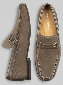 Loafers & Slip-ons-Donald Pliner Donnie Suede Moc Toe Bit Loafers Taupe