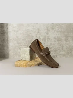 Loafers & Slip-ons-Donald Pliner Donnie Suede Moc Toe Bit Loafers Taupe