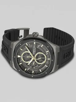 Watches-Kenneth Cole Dress Sport Silicone Strap Watch Black