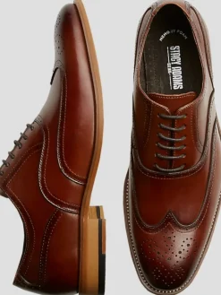 Oxfords|Dress & Formal Shoes-Stacy Adams Dunbar Leather Wingtip Oxfords Tan