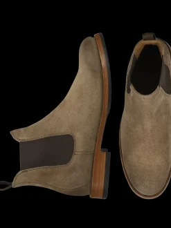 Boots-Frye Dylan Suede Plain Toe Chelsea Boots Taupe
