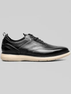 Dress & Formal Shoes-Stacy Adams Edgewood Wingtip Elastic Lace Dress Shoes Black