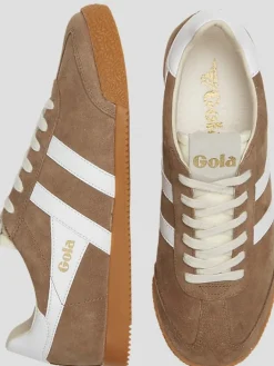 Sneakers|Casual Shoes-Gola Elan Suede Lace-Up Sneakers Tabacco/White
