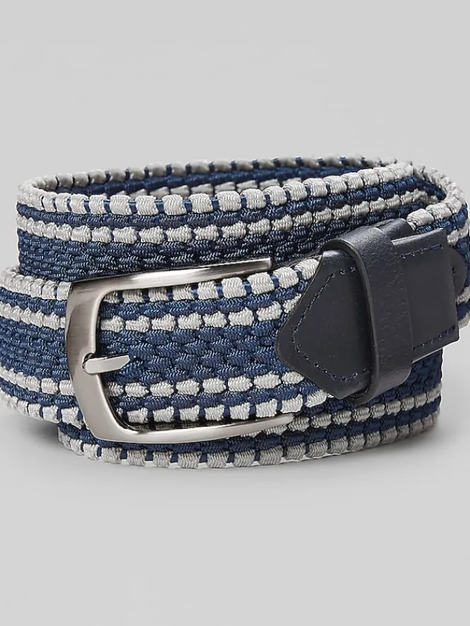 Belts-Joseph Abboud Elastic Stretch Braid Belt Black