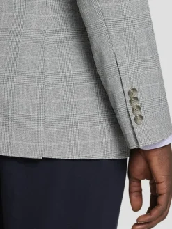 Sport Coats|Sport Coats-Pronto Uomo Executive Fit Plaid Sport Jacket Lt Gray Plaid