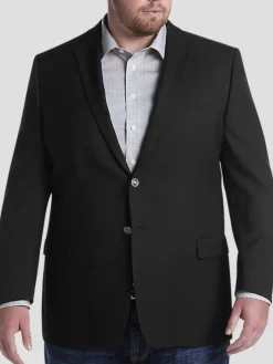 Big & Tall Sport Coats|Blazers-Joseph Abboud Executive Fit Wool Blazer Black Solid