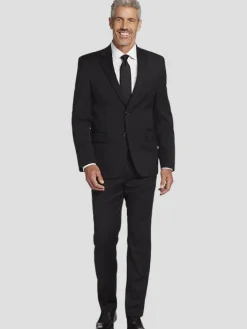 Suit Separates|Big & Tall Suits-Pronto Uomo Platinum Executive Fit Wool Blend Suit Jacket Black