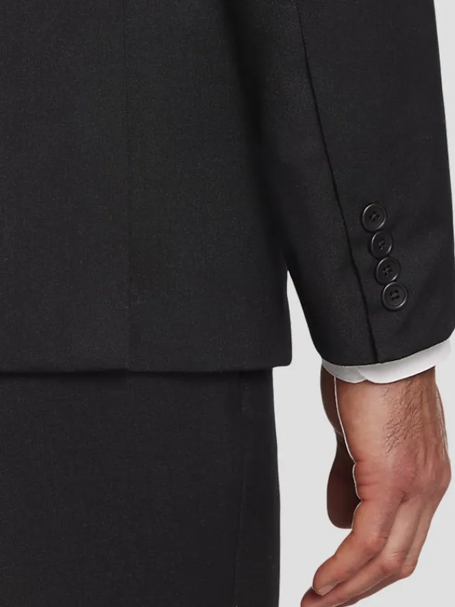 Suit Separates|Big & Tall Suits-Pronto Uomo Platinum Executive Fit Wool Blend Suit Jacket Black