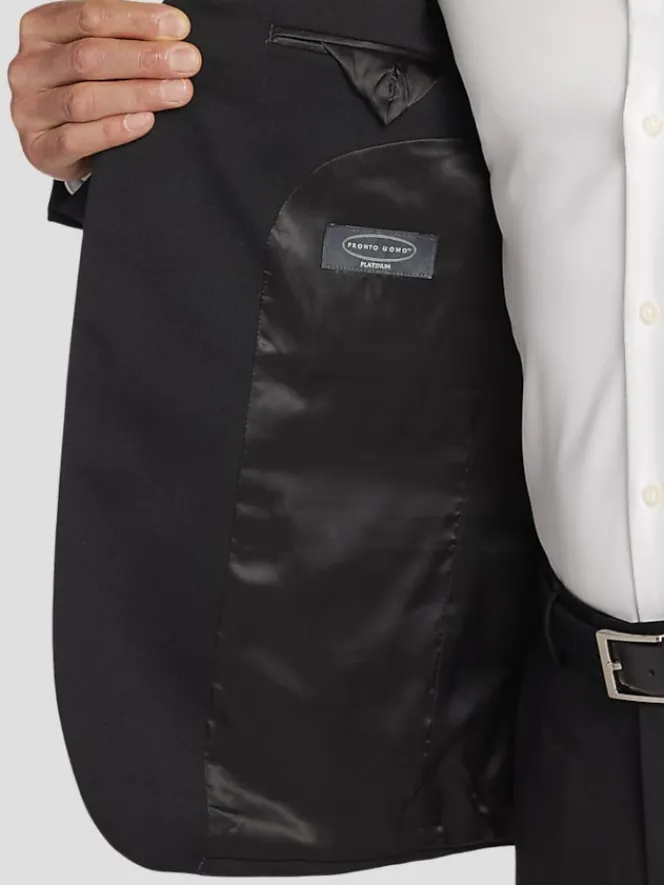 Suit Separates|Big & Tall Suits-Pronto Uomo Platinum Executive Fit Wool Blend Suit Jacket Black